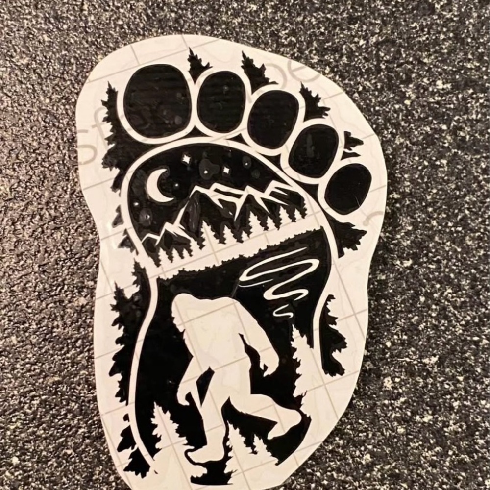 Bigfoot Footprint Vinyl Decal - Black and White